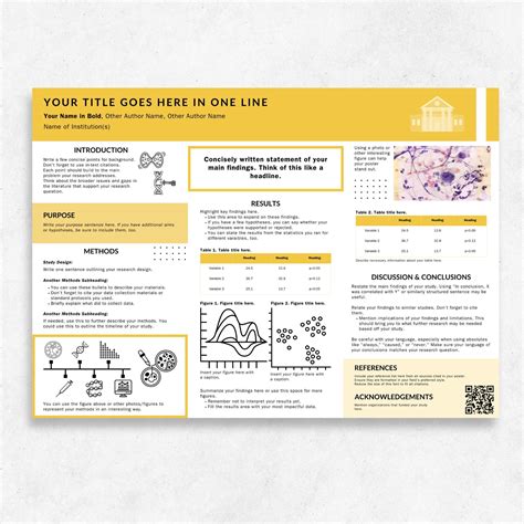 Yellow Scientific Poster, Poster Template A0, Powerpoint Template for Scientific Conference ...
