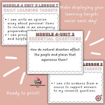 EL Education Fifth Grade Module 4 Essential Questions/Learning Targets ELA