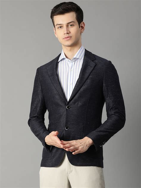Shop Bruun & Stengade Men Navy Blue Solid Collar Blazer Online – Iconic ...