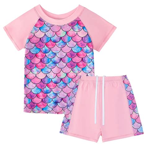 GBSYEWXS Girls Summer 2Pc Swimwear Set Bathing Suit Short Sleeve ...