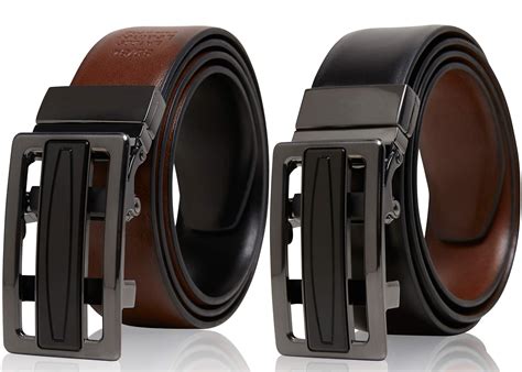 Genuine Leather Belts For Men Reversible Ratchet Belt With Adjustable ...