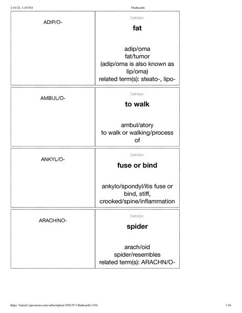 Chapter 6 Flashcards - ADIP/O- Definition: fat adip/oma fat/tumor (adip ...
