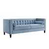 Inspired Home Miah 83.3-Inches Glam Slate Blue Velvet 3 -seater Sofa in ...