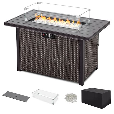 Nuu Garden 42-in W Aluminum Rectangle Tabletop Propane Gas Fire Pit ...