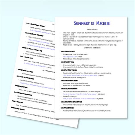 Macbeth Summary Macbeth Lesson Plans & Worksheets :: 217 240