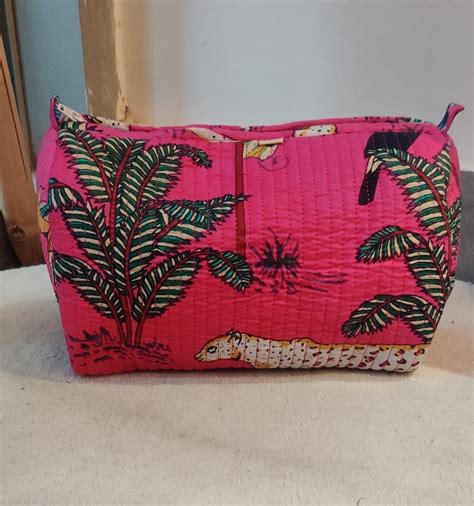 Jungle Joy Hot Pink Toiletry Pouch (Single Pc) – The Quince Life