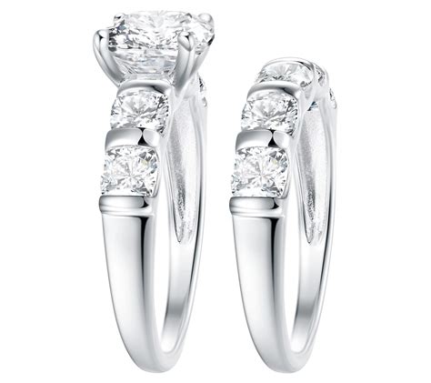 Diamonique 5.60 cttw Cushion Bridal Ring Set, Sterling Silver - QVC.com