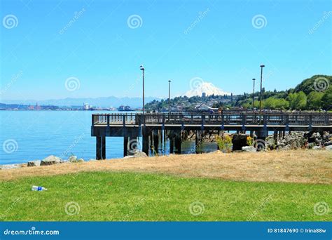 Tacoma, Pier Waterfront. Ruston Way. Stock Photo - Image of sound ...