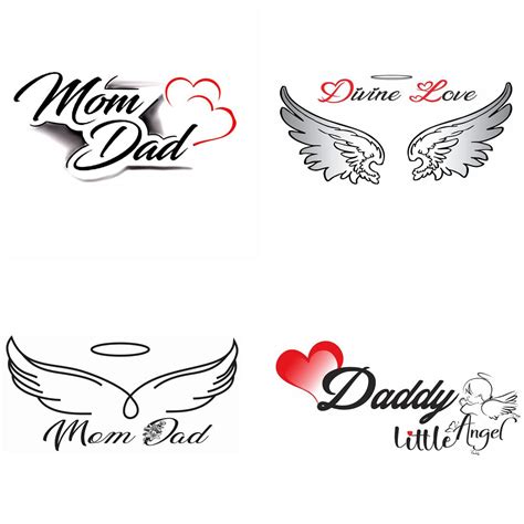 Ordershock Wing with Mom Dad Design Combo Pack of 4 Tattoo Waterproof ...