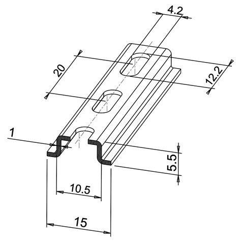 DIN1045 - Teknomega - Guías DIN, guía DIN simétrica DIM. 15mm x 5.5mm ...