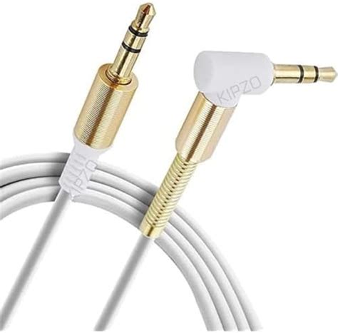 KIPZO® White Durable 1 Meter Male to Male 3.5 mm aux Cable, Elbow L ...