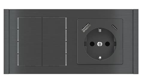 Basic Pushbutton (NO LED) and socket point for 2-fold plate (60x55 mm ...