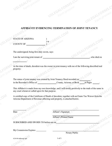 Arizona Law On Joint Tenants With Rights Of Survivorship With Warranty ...