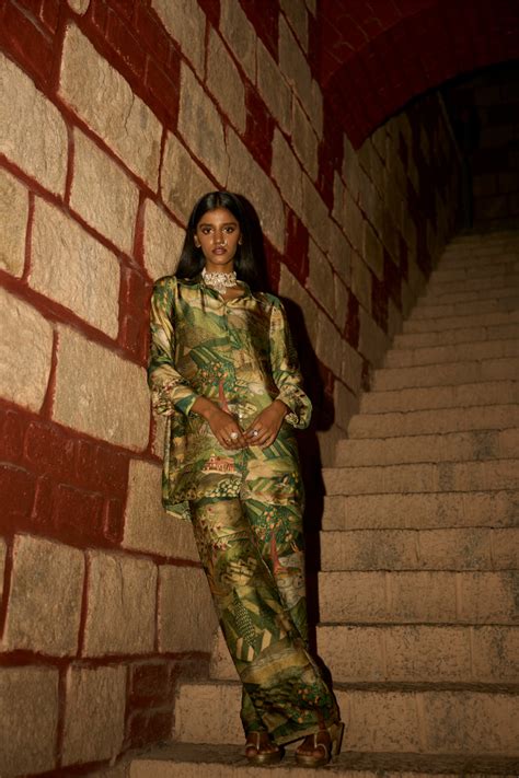 Whispers of the Wild – Green Jungle Printed Co-ord Set – Saangi