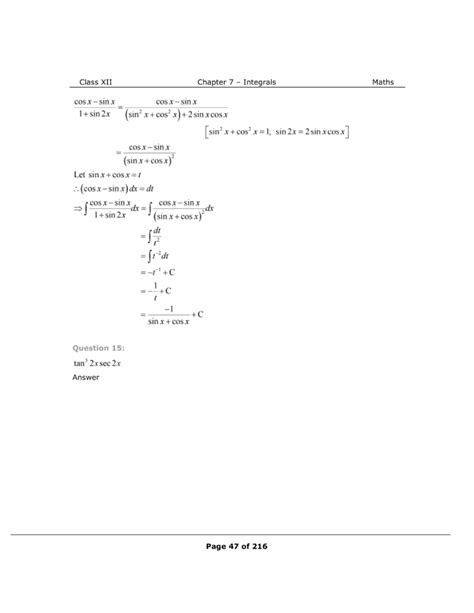 NCERT Class 12 Maths Chapter 7 Exercise 7.3 Solutions - Integrals