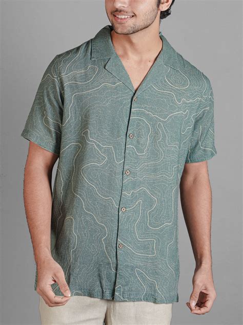 Lagoon Green VacayShirt - Cuban Collar Linen Shirts For Men