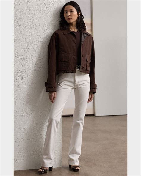 Ralph Lauren Collection Kaida Mid-Rise White Denim Bootcut Jeans ...