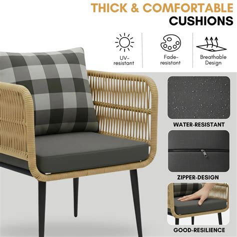 Outdoor 4-Seater Rope Conversation Set(Beige & Dark Grey) – Devoko