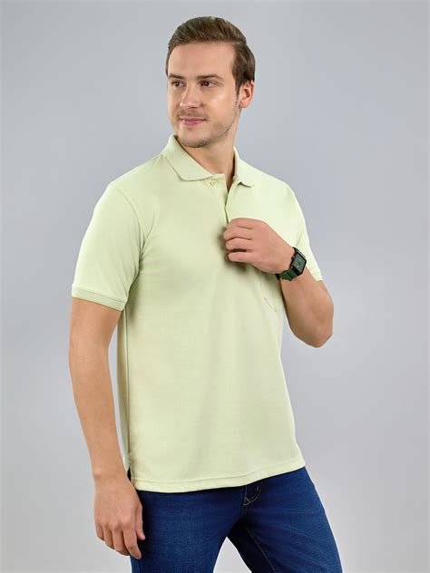 Buy Men Lime Green Solid Polo Collar Half Sleeve T-Shirt Online in ...