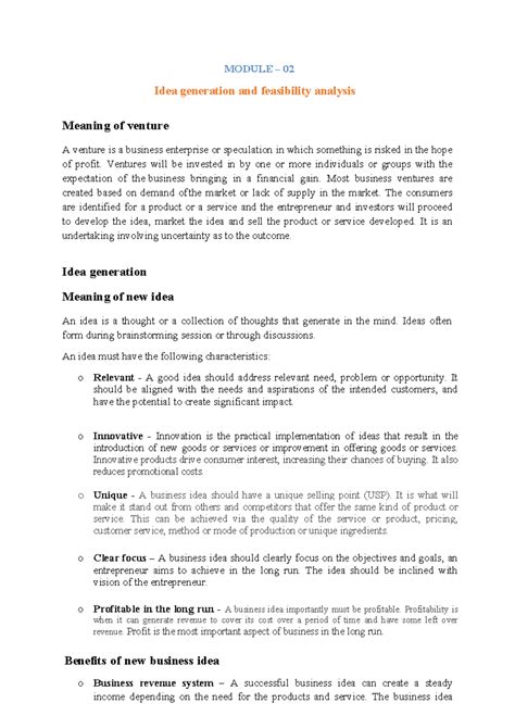 Startup Management Module 02: Idea Generation & Feasibility Analysis ...