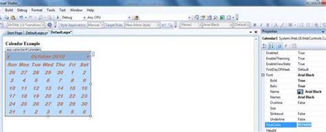 Image result for ASP.NET Vs2019 Calendar Control
