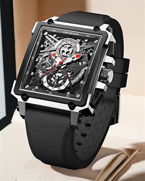 OVERFLY LIGE Mens Watch Analog Chronograph Square Dial wrist Watch for ...
