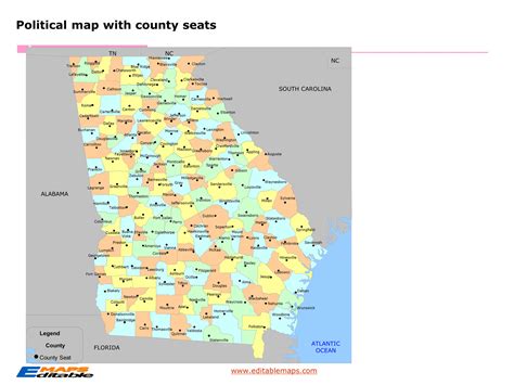 Georgia county map - Editable PowerPoint Maps