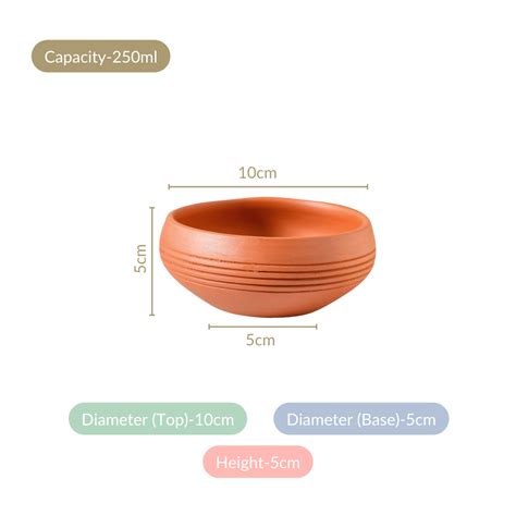 Ring Engraved Terracotta Dessert Bowls Set Of 4 250ml Online - Premium ...