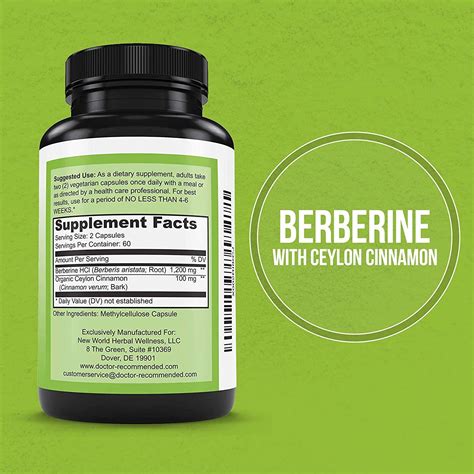 Berberine with Ceylon Cinnamon Capsules - Immune & Heart Support - 120 ...