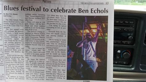A blues music festival to celebrate the African American man Ben Echols ...