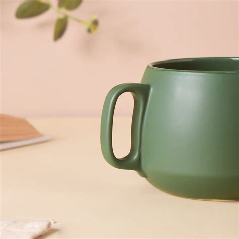 Bottle Green Round Cup 350 ml Online - Premium Coffee Mug | Nestasia