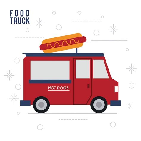 Hot dog truck fast food icon. | Premium Vector
