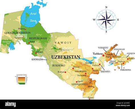 Uzbekistan Physical Map