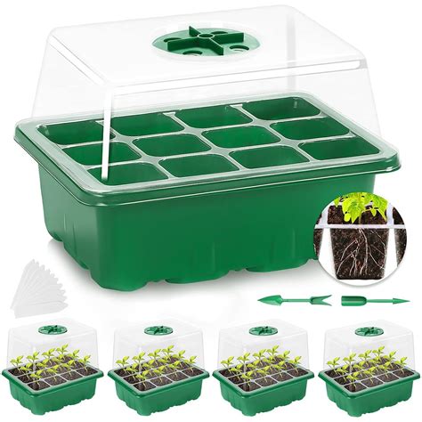 HASTHIP® 5Pcs Seed Starter Tray Kit with 12 Cell Seedling Tray, Labels ...