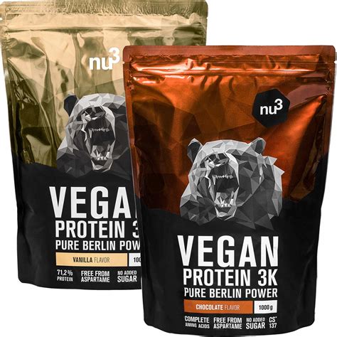 Buy nu3 Vegan Protein 3K Vanilla & Chocolate – 2 x 1 Kg of the 100% ...