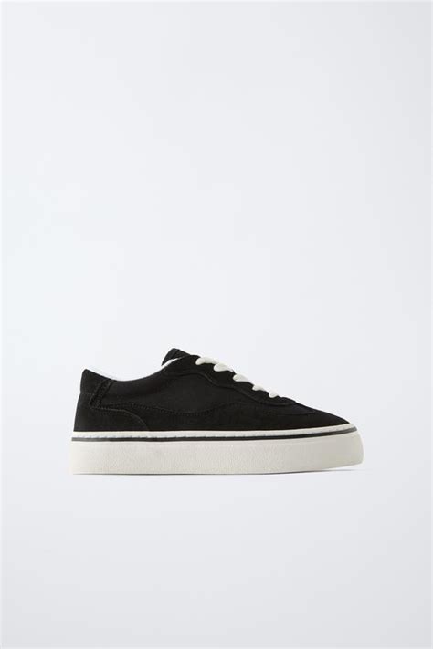 LEATHER SKATE PLIMSOLLS - Black | ZARA India