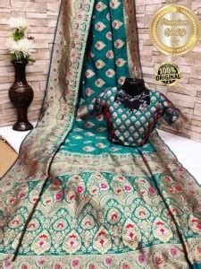 Buy KanjiQueen Woven, Self Design Banarasi Silk Blend, Pure Silk ...