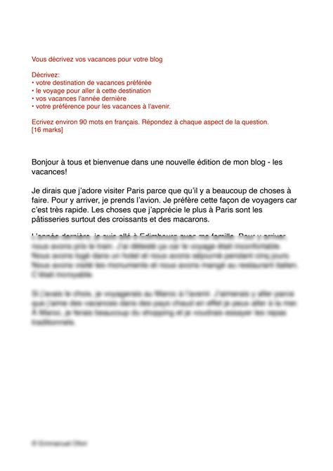 Image result for French Gcq Model Answers Module 2