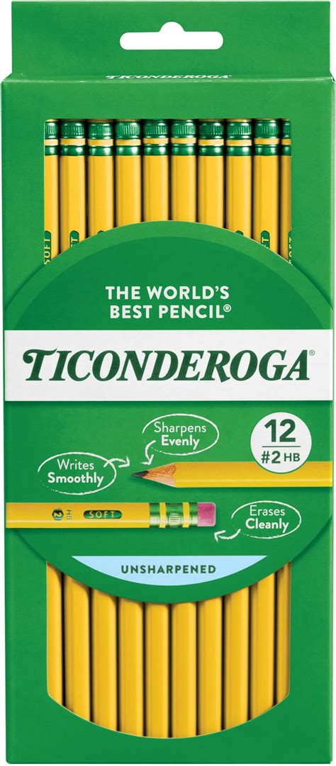 Ticonderoga Dixon Wood-Cased Pencils, 2 Hb Soft Lead, Yellow, Pack Of ...
