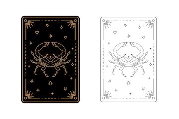 Tarot card with cancer zodiac style simple line art style | Premium Vector