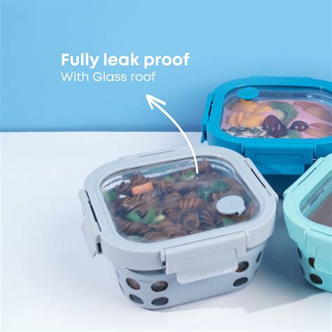 Customized GlassUp 500 ml Borosilicate Glass Lunch Box with Glass Lid ...