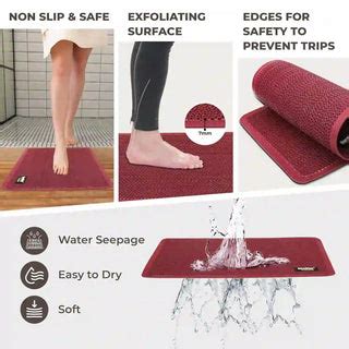 Maroon Non-Slip PVC Bathroom Mat 43x69 cm | Jali Bath Mat – Duro Mats