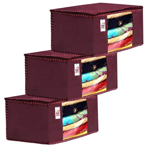 Fun Homes 3 Pieces Non Woven Fabric Saree Cover/Clothes Organiser for ...
