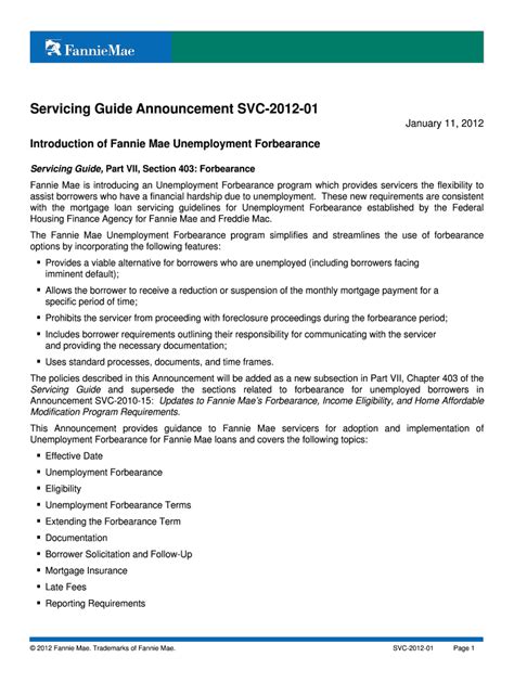 Fillable Online disb dc SVC-2012-01: Introduction of Fannie Mae ...