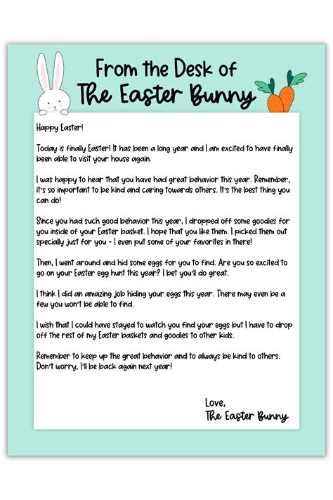 Printable Easter Bunny Letter For Kids Pink Easter Kid Activity ...