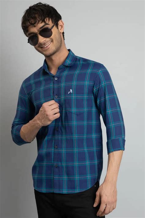 Navy Blue Checks Shirt – Roman Island