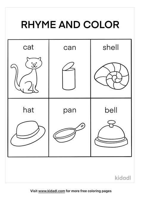 Free Rhyming Words Coloring Page | Coloring Page Printables | Kidadl