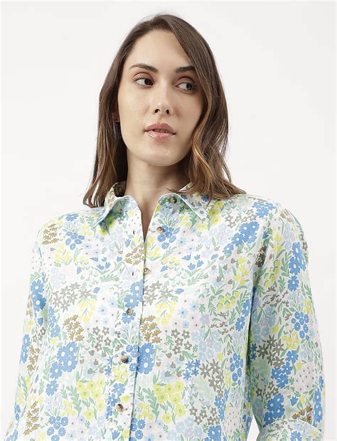 Buy Pure Linen Floral Print Full Sleeve Shirt at Marks & Spencer