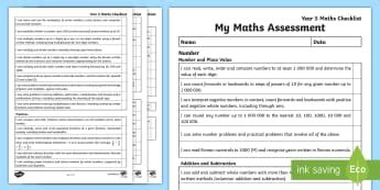 Image result for Maths Checklist for Assessment