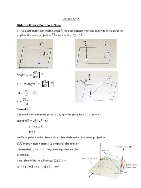 Calculating the Distance from a Point to a Plane and the Angle Between ...